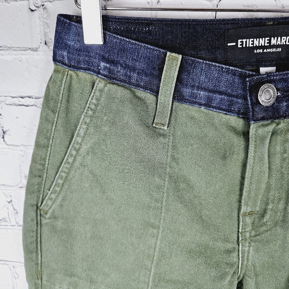 ETIENNE MARCEL | Military color block cropped ankle slim fit utility pants - Picture 2 of 12